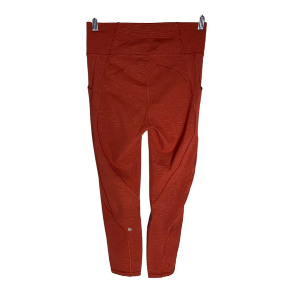 Lululemon Time To Sweat Crop *23" Stride Emboss Cayenne-sz 6 - Picture 2 of 8